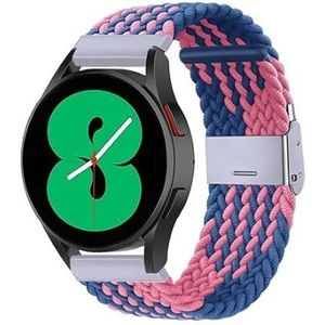 By Qubix - Compatible met Garmin Vivoactive 5 / Vivoactive 3 - Braided nylon bandje - Blauw/roze - Compatible Garmin bandje - Bandbreedte: 20mm