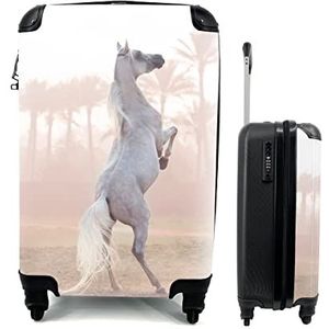 MuchoWow® Koffer - Paard - Zand - Palmboom - Past binnen 55x40x20 cm en 55x35x25 cm - Handbagage - Trolley - Fotokoffer - Cabin Size - Print