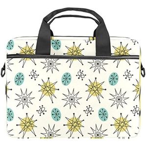 Kleurrijke Mid Century Moderne Patroon Laptop Schouder Messenger Bag Crossbody Aktetas Messenger Sleeve voor 13 13.3 14.5 Inch Laptop Tablet Beschermen Tote Bag Case, Meerkleurig, 11x14.5x1.2in /28x36.8x3 cm