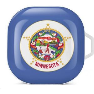 Minnesota State Flag Oordopjes Hoesje Compatibel met Samsung Hard Shell Beschermhoes Wit-Stijl