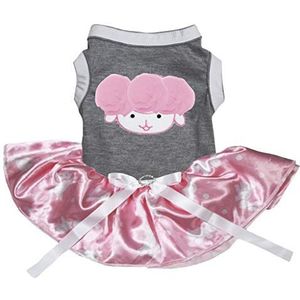 Petitebelle Roze Schapen Katoen Shirt Roze Bunny Dots Tutu Puppy Hond Jurk, X-Small, Grijs