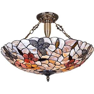 Tiffany Vlinder Kroonluchters, Natuurlijke Schaal Glazen Plafondverlichting, Dimbare Moderne Mozaïek Hanglamp Voor Woonkamer Slaapkamer Eetkamer Keuken,16 inch