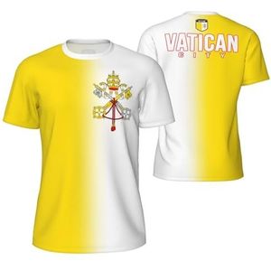 Sport Mesh T-Shirt Vaticaanstad Vlag voor Running Bike Voetbal Tennis Voetbal Fitness Tees 3D Gedrukt, Meerkleurig, S