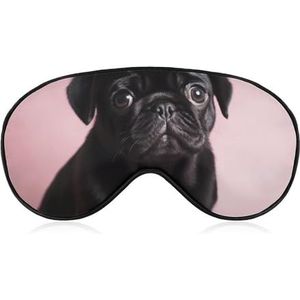 Schattig zwart mopshond slaapmasker, licht blokkerend oogmasker, comfortabel en zacht, oogbedekking met elastiek, geschikt voor mannen en vrouwen, geschikt voor reizen en slapen