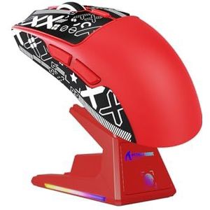 ATTACK SHARK X1 Gaming Mouse with Touchpad RGB Charging Dock, PixArt PAW3395PRO Gaming Sensor, BT/2.4G Wireless/Wired Gaming Mouse with Grip Tape, 40000 DPI, 53g Superlight Gamer Mice (Red)