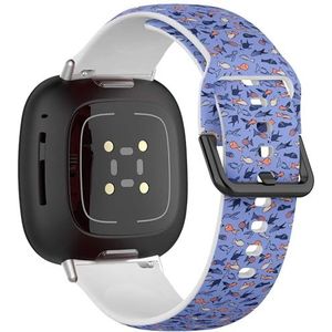 Zachte sportband compatibel met Fitbit Sense/Sense 2 / Versa 4 / Versa 3 (Fish On Blue) siliconen armband accessoire