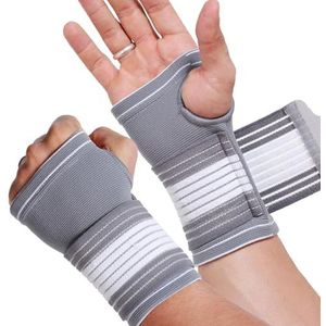 NeoTech Care - Handpalm- en polsbrace met verstelbare compressieband (Grijs, 1 Paar, Maat S)