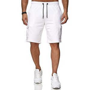 Reslad RS-5069 korte broek voor heren, cargo-bermuda, shorts, joggingbroek, sportbroek, wit, M