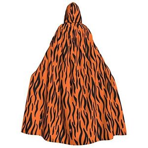 Bxzpzplj Tijger Strepen Oranje Patroon Print Unisex Hooded Mantel Voor Mannen & Vrouwen, Carnaval Thema Party Decor Hooded Mantel