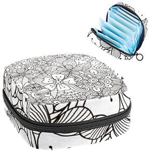 Periode Pouch Draagbare Tampon Opbergtas,Tampon Houder voor Portemonnee Vrouwelijke Product Organizer,Bloempatroon, Meerkleurig, 4.7x6.6x6.6 in/12x17x17 cm