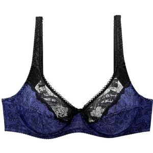 Zomer Ultra Dunne Plus Size Vrouwen Ongevoerd Ondergoed Vrouwen Bras, Blauw, 105D