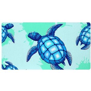 VAPOKF Blauwe zeeschildpad turquoise keukenmat, antislip wasbaar vloertapijt, absorberende keukenmatten loper tapijten voor keuken, hal, wasruimte