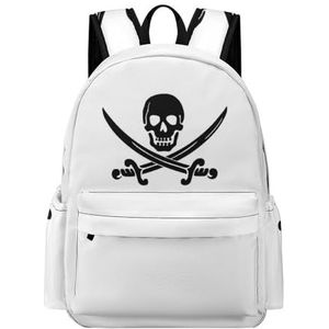 Skull Swords Piraat Mini Rugzak Leuke Schoudertas Kleine Laptop Tas Reizen Dagrugzak voor Mannen Vrouwen