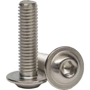 M3 x 14 mm (20 stuks) lenskopschroeven met binnenzeskant en flens - roestvrij staal VA A2 V2A - roestvrijstalen schroeven met platte kop roestvrij - ISO 7380 | AGBERG