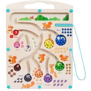 Lohoom Magnetische kleuren doolhof cijfers, houten leerpuzzelbord sensorische kleuraanpassing, leren tellen speelgoed voor jongens en meisjes van 3, 4, 5 jaar