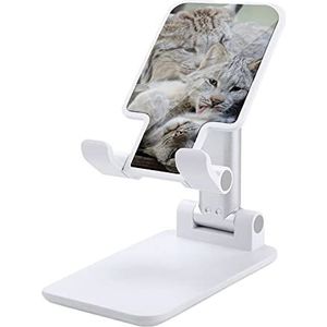 Canadian Lynx Clean Time Opvouwbare Mobiele Telefoon Houder Stand voor Bureau Hoek Hoogte Verstelbare Wit-Stijl