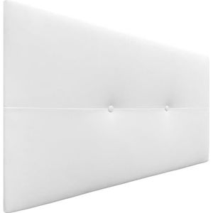 DHOME Hoofdbord van kunstleer of Aqualine Pro-stof, gestoffeerd, luxe bed, wit, stof, 110 cm (80/90/105 cm bedden)