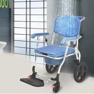 Commode -stoel Op Wielen, Douchestoel Met Wielen Douchestoelen Voor Het Oudere Vouwpedaal En Het Sponskussen, Mobiel Beddenkers Voor Ouderen, Gehandicapten
