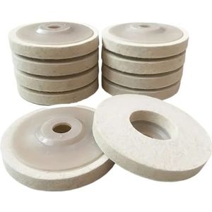 Polijstschijf voor slijpmachine, 10 stuks wollen polijstschijven, spiegeloppervlakpolijstschijven, vilten slijppad, polijstschijf for metaal, marmer, en keramiek, 100 mm