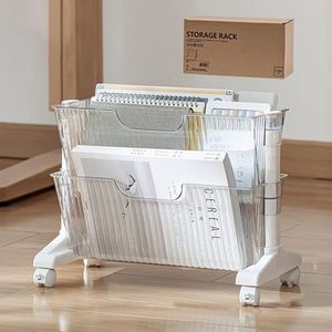 Modern Vrijstaand Boekenplank Opbergplanken, Huis Kantoor Smalle Slank Kinderen Boeken Organisator Planken Open Planken, Multifunctioneel Opbergmateriaal(White,2-Tier)