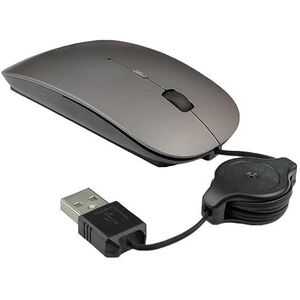 Intrekbare bedrade muis notebook computer telescopische bedrade muis Stille muis USB optische muis voor kantoor, games (grijs)