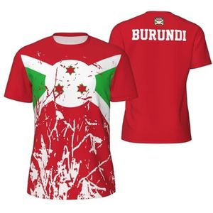 Sport T-Shirt Vintage Burundi Vlag Graan Tees 3D Gedrukt voor Fitness Running Voetbal, Meerkleurig, L