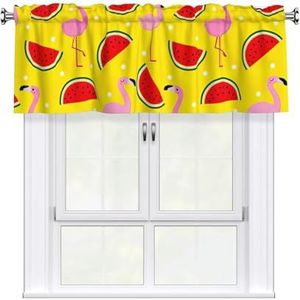GUOLGP Roze Flamingo En Watermeloen Print 137x45 cm Venster Valance Gordijnen Voor Keuken Badkamer Wasruimte Home Decor