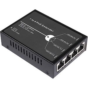 Revotech Metal 60 W 4-Port PoE Extender, Modus 3 Beschikbaar, 802.3af PoE 30 W Uitgang, 60 W 802.3bt Ingang, 100 m/250 m PoE-Uitbreiding