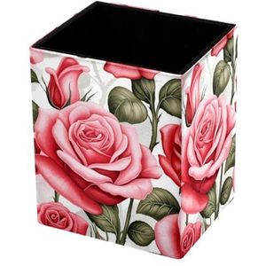 DragonBtu Staande etui rozen bladeren, schattige pennenhouder etui potlood tas make-up borstel dozen voor school studenten kantoor vrouwen tieners, Multi 9, 9.1x7.7x11cm/3.5x3.0x4.3in, Modern design