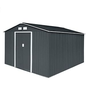 HATTORO S300 Metalen gereedschapsschuur XXXL 277 x 319 x 192 cm, gereedschapsschuur, tuinhuis, zadeldak, antraciet, donkergrijs