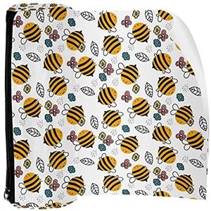 Potlood Case Pen Tas Houder met Rits Coin Organizer Tassen Make-up Cosmetische Pouch voor Vrouwen Tiener Meisjes Jongens Kinderen, Hand Getrokken Vet Bee Patroon Bloemen