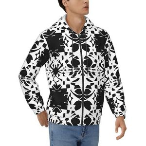 PPHGUT Zwart En Wit Patroon Print Mannen Hoodie Pullover Sportkleding Voor Casual Werk Weekend Boodschappen Reizen Thuis Wear, Zwart, L