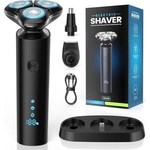 ETROBOT Elektrisch scheerapparaat voor heren, 2025, verbeterde baardtrimmer voor heren, nat/droog scheerapparaat, waterdicht, oplaadbaar, elektrisch scheerapparaat voor heren met lcd-display, USB-C