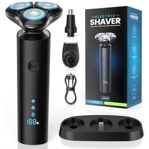 ETROBOT Elektrisch scheerapparaat voor heren, 2025, verbeterde baardtrimmer voor heren, nat/droog scheerapparaat, waterdicht, oplaadbaar, elektrisch scheerapparaat voor heren met lcd-display, USB-C
