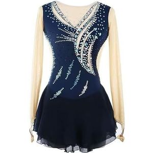Nnnydjy Professionele Schaatskostuum Voor Dames Kunstschaatswedstrijdjurk Voor Meisjes Gehaakte Lange Mouwen Artistieke Gymnastiekpakjes Rolsportkleding,A,11_13Years