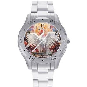 Witte Kraan Mannen Zakelijke Horloges Legering Analoge Quartz Horloge Mode Horloges