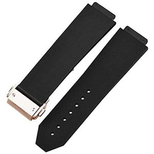 MENGKE Bekijk armband compatibel met Hublot Big Bang Classic Fusion Vouwen gesp siliconen rubberen horlogeband horloge accessoires horlogeband ketting(Black-RoseGold Clasp,23mm)