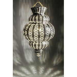 Oosterse lamp, hanglamp, zilver harem, 45 cm, E27 lampfitting, Marokkaans design, hanglamp uit Marokko, oriëntaalse lampen voor woonkamer, keuken of hangend boven de eettafel