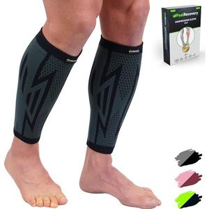2 Kuitbandage voor Damen & Heren - Sport Compressie Kuit Sleeves voor Vermoeide Onderbenen, Achillespees, Blessures & Krampen - Compressie Sokken voor Hardlopen - Ademend & Anti-slip (Zwart, M)