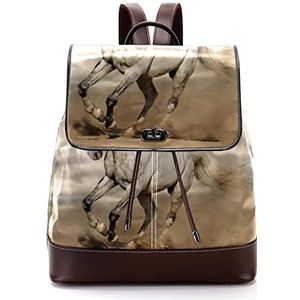 Gepersonaliseerde schooltassen boekentassen voor tiener wit paard, Meerkleurig, 27x12.3x32cm, Rugzak Rugzakken