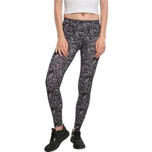 Urban Classics AOP leggings voor dames, Hibiscus Black, L