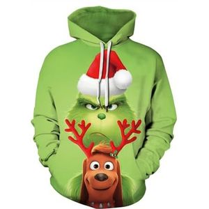 SENTOYA Grinch Kersthoodie voor kinderen, sweatshirt, pullover met capuchon, plezier, lange mouwen, casual, jumper comfortabel voor kinderen, volwassenen, heren en dames, stijl B, L