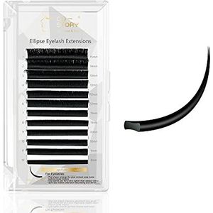 Costory Individuele Wimpers Ellips Platte Wimperextensions Natuurlijke Lichtere Wimperextensions Individuele Professionele Nepwimpers Enkel Mat Zwart (Dikte 0,15 MM Krul D Lengte 15 MM)