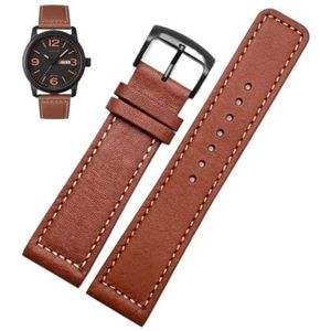 Echt lederen horlogeband geschikt for Citizen Sao Oranje Bm8475 Eco-Drive Ca0695 0690 Waterdichte zweetbestendige koeienhuid horlogeband 22 mm (Color : Brown-black, Size : 22mm)