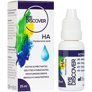 EYE DISCOVER - Oogdruppels met Hyaluronzuur & Hydroxyethylcellulose, Langdurige Hydratatie voor Droge & Geïrriteerde Ogen, Verlicht Vermoeide Ogen, 15 ml (1er Pack)