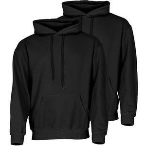 Fruit of the Loom Dubbelpak Classic Hoodie voor heren, verpakking van 2 stuks + gratis MyShirt stoffen zak, zwart, 5XL