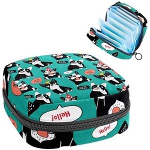 Opbergtas voor maandverband, menstruatiecup zakje tampon tas, menstruatiepads, houder organizer voor vrouwen meisjes, hondenpatroon
