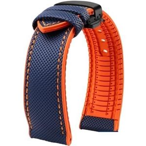 Geschikt for Breitling Geschikt for Hamilton Geschikt for Seiko Geschikt for Omega Geschikt for Tissot Nylon fluorrubber horlogeband Siliconen armband Herenhorlogeband Roestvrij stalen gesp (Color :