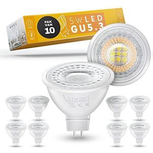 Luxari GU5.3 LED Lamp [10x] - MR16 LED - Gelijkwaardig aan 50W Halogeen Lamp - LED Lamp 5W 420lm - GU 5.3 LED Spot met 2700K warm wit [Energie-efficiëntieklasse A+]