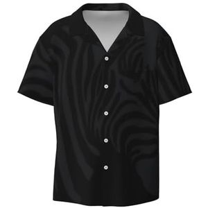 OdDdot Zebraprint heren button down shirt korte mouw casual shirt voor mannen zomer business casual overhemd, Zwart, XXL